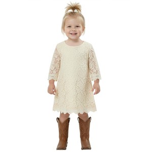 2Bunnies Baby Girls Boho Rustic Garden Lace Flower Girl Dress - 1 of 4