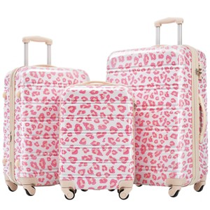 Leopard Carry On Luggage Sets Hardshell Suitcase Set Of 3,Spinner Suitcase With Tsa Lock Lightweight,20/24/28 Inch Suitcases-Cuddlewood - 1 of 4