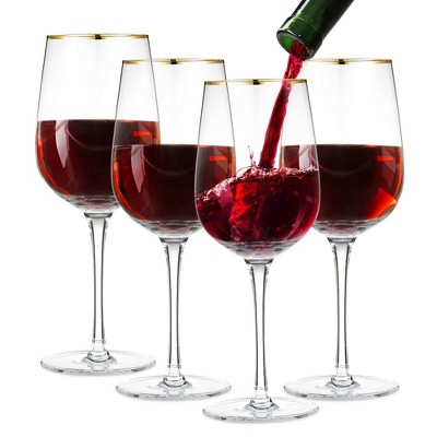 Berkware Classy Rhinestone Embellished Long Stem Rose Wine Glasses With  Silver Rim Design - 18oz (set Of 6) : Target