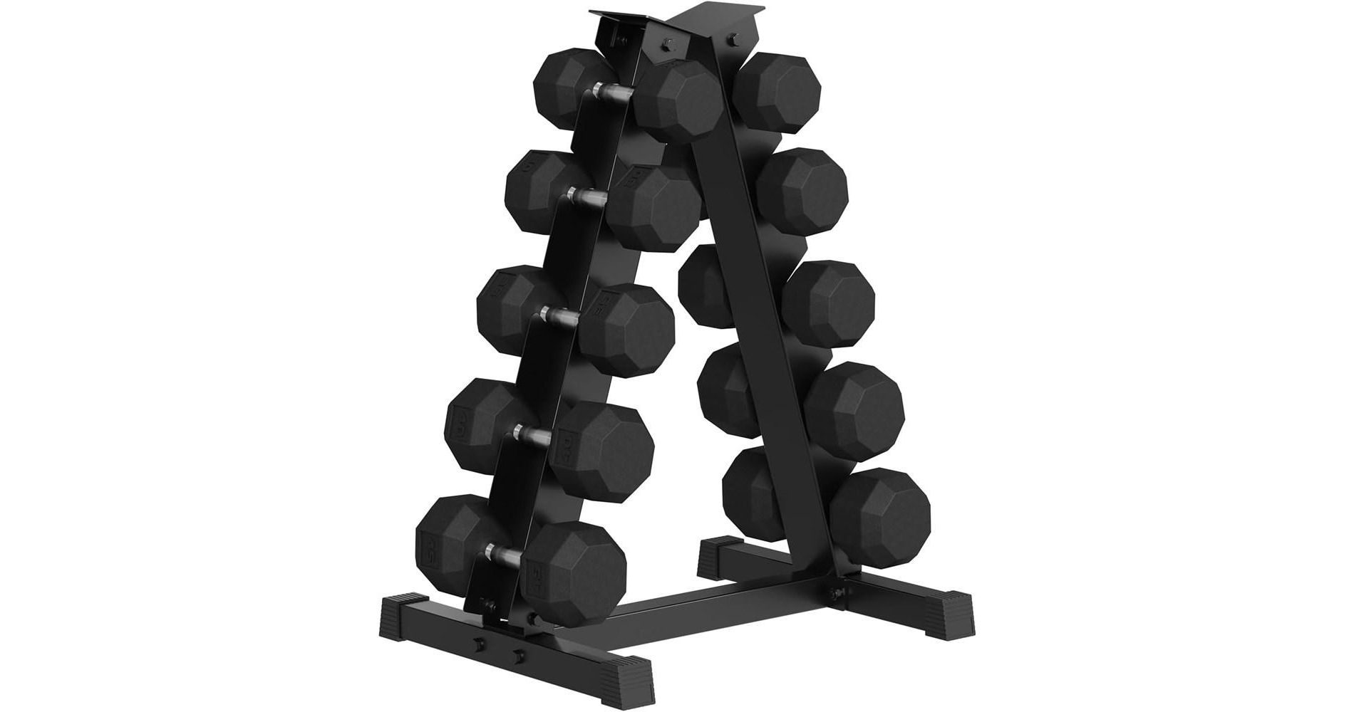 Rubber Coated Hex Dumbbell Weight Set with Rack, 350lbs(5 pair) for Home Gym, Coated Hand Weights for Strength Training, Workouts