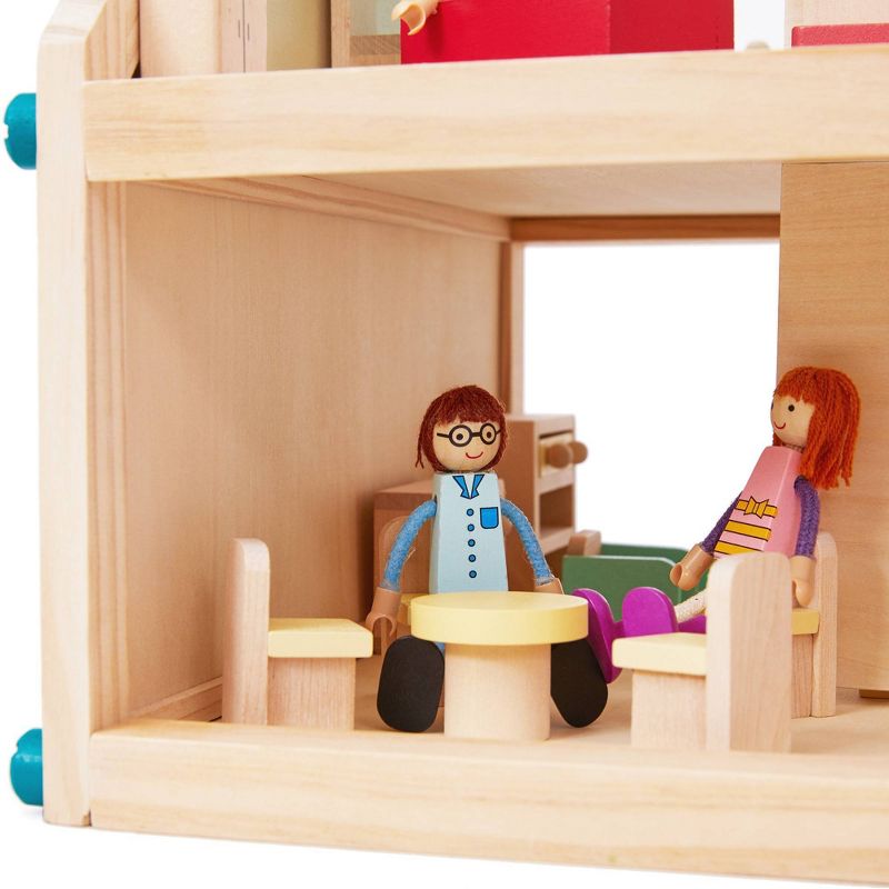 Olivia&#39;s Little World Kids Buildable Furnished Wooden Dollhouse for 3.5&#34; Dolls, 6 of 10