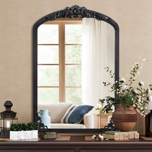 Kowtko Vintage Arched Wall Mirror, Carved Solid Wood Frame, Wall-Mounted Mirror for Home Decor- The Pop Home - 1 of 4
