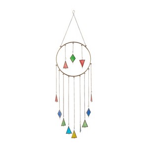 44" Aluminum Contemporary Geometric Windchime Green/Blue/Red - Olivia & May - 1 of 4