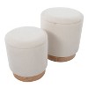 NicBex Contemporary Fabric Ottoman Set of 2 Upholstered Modern Footrests, Cream - 4 of 4