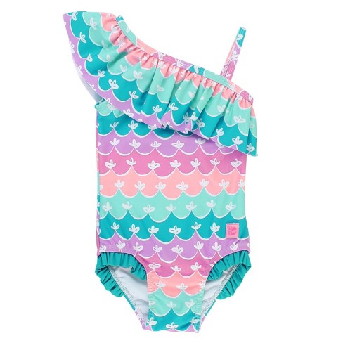 Ruffle Butts Mermaid One Piece Rash Guard Swimsuit for Baby Girls