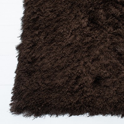 Luxurious Chocolate Hand-Tufted Square Shag Area Rug