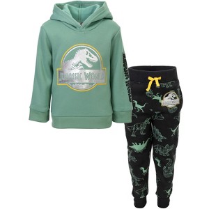 Jurassic World Jurassic Park T-Rex Girls Fleece Pullover Hoodie and Jogger Pants Set Toddler - 1 of 4