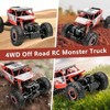 1: 18 4WD 2.4Ghz RC Monster Truck Rock Crawler 2 Battery Red Control Car 4WD Off Road - 4 of 4