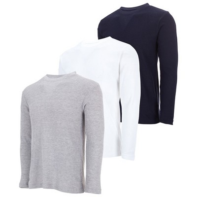 DARESAY Men's Thermal Crew Long Sleeve Henley Tops Base Layer Shirt, Pack of 3