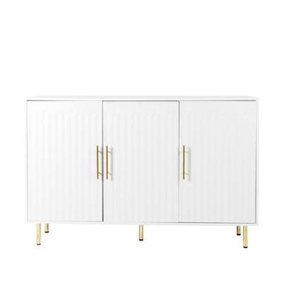 NicBex Elegant Large Sideboard Buffet Cabinet with 3 Doors Kitchen Coffee Bar Cabinet with Gold Handles,White
