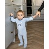 MiniMoi Baby and Toddler "Teddy Snuggles" Embossed Cotton Rich Velour Footie Pearl Blue 12 Months - 2 of 3