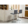 Roundhill Furniture Swivel Elegant PU Leather Modern Adjustable Hydraulic Barstools, Grey, Set of 2 - 2 of 3