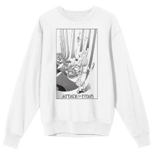 Attack On Titan Ymir Fritz Watching Titans Adult White Crew Neck Sweatshirt - 1 of 3