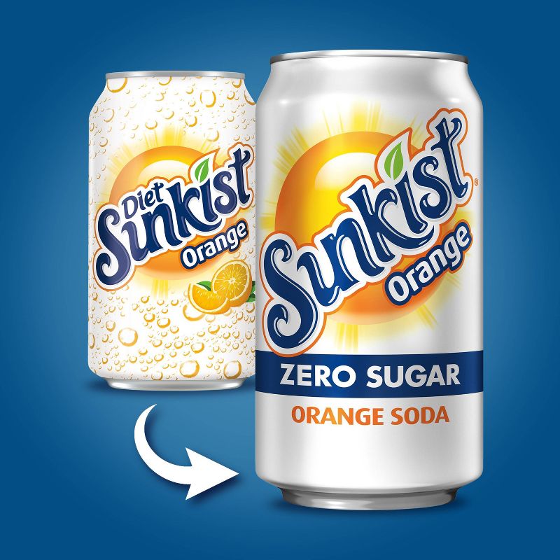 Sunkist Zero Sugar Orange Soda - 12PK/12 fl oz Cans, 4 of 10