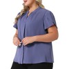 Agnes Orinda Women's Plus Size V Neck Petal Sleeve Button Down Business Work Dressy Chiffon Shirts - 2 of 4
