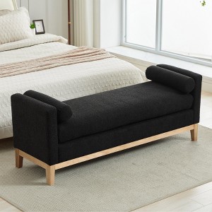 Hrinhom 66.3"W Boucle Upholstered Bedroom Bench With Pillows for Entryway,Living Room - 1 of 4