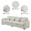 CAVINAS 104" Modern Linen Fabric Sofa Couch, 4-Seater Couch with Armrest Pockets and 4 Pillows, for Living Room, Apartment, Office - 3 of 4