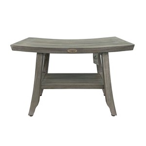 CoastalVouge® Satori® 24" Teak Wood Shower Bench with Shelf in Antique Gray Finish - 1 of 4