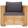 Patio Sofa Chair with Dark Gray Cushions Solid Wood Teak vidaXL - 3 of 4