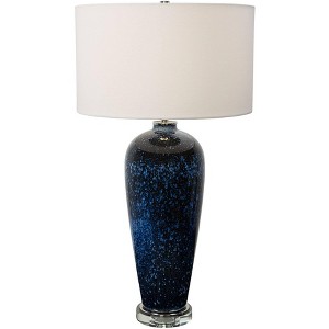 Uttermost Modern Table Lamp 31" Tall Blue White Art Glass Fabric Hardback Drum Shade for Living Room Bedroom House Bedside Home - 1 of 1