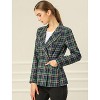 INSPIRE CHIC Women's Casual Fit Notched Lapel Double Breasted Plaid Formal Blazer - 2 of 4