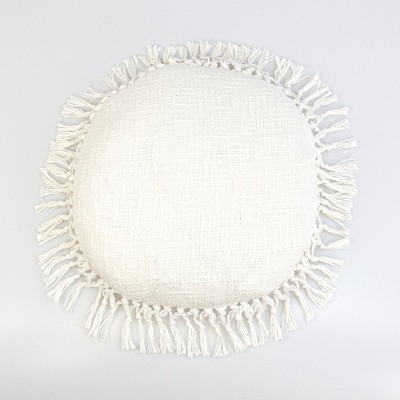 Parkland Collection,Transitional Solid White Round 18" X 18" Pillow