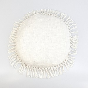 Parkland Collection,Transitional Solid White Round 18" X 18" Pillow - 1 of 4
