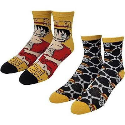 Ripple Junction x One Piece Monkey D Luffy and Straw Hat Pirate Logo Crew Socks 2-PK