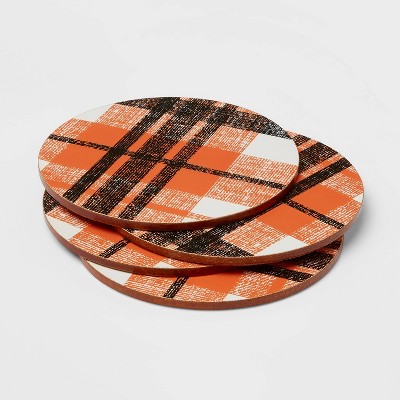 4pk Cork Plaid Coasters - Threshold™