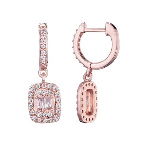 Adornia 14k Rose Gold Plated Asher Cut Halo CZ Huggie Earrings - 1 of 3