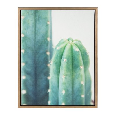 18" x 24" Sylvie Cactus Framed Canvas by F2 Images Gold - Kate and Laurel