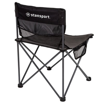 Black and Gray Polyester Folding Camping Chair with Mesh Backrest
