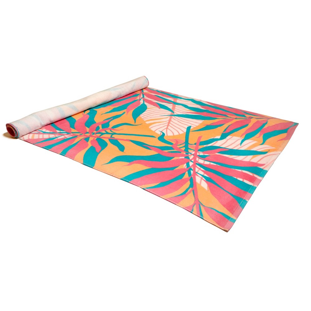 Moda at Home Tropical Leaves Velour Beach Towel