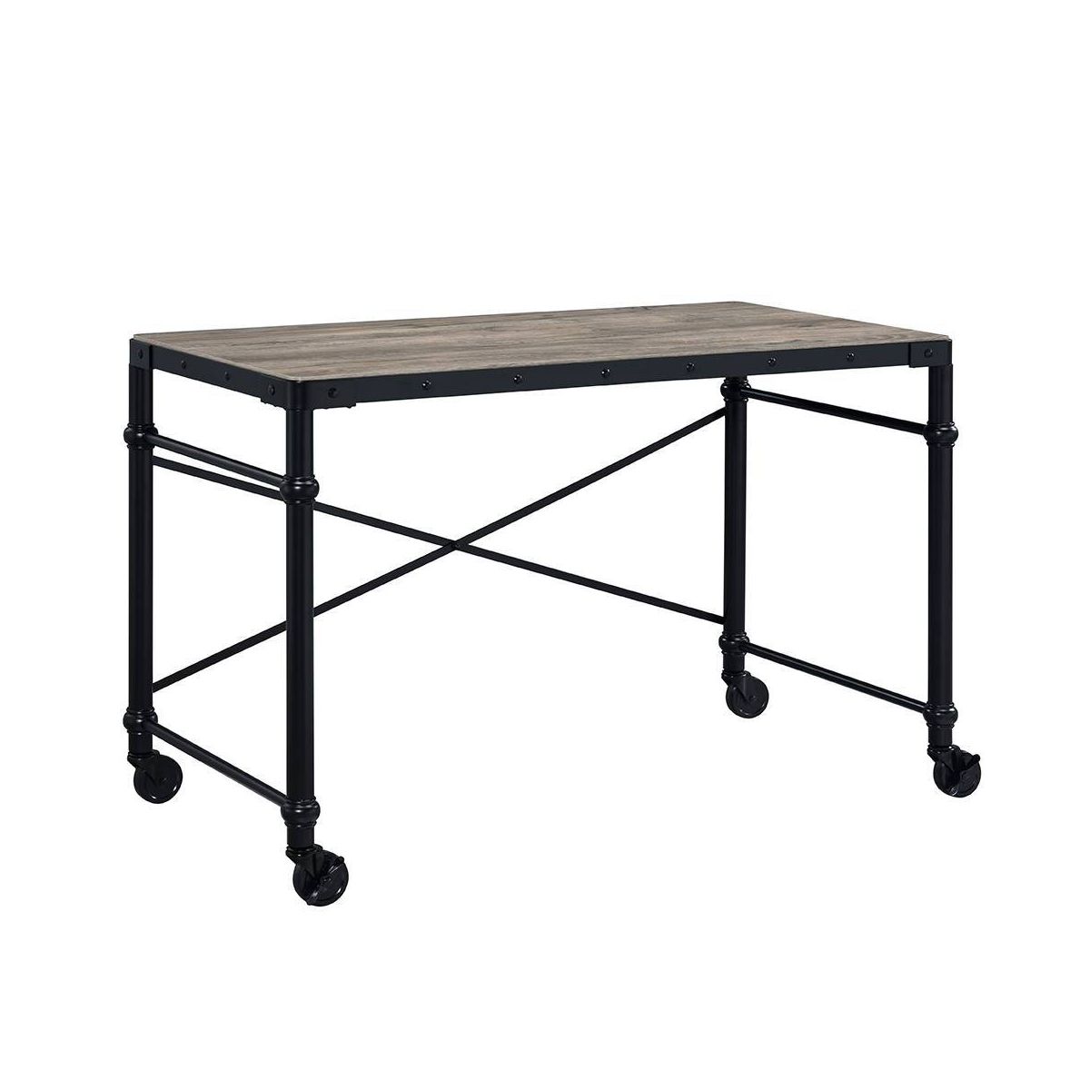47" Oklarth Writing Desk Rustic Oak/Black Finish - Acme Furniture: Home Office Workstation, No Storage - thumbnail 3
