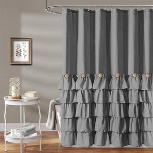 LunaLulinlk Gray Farmhouse Shower Curtain with Hooks - 1 of 4