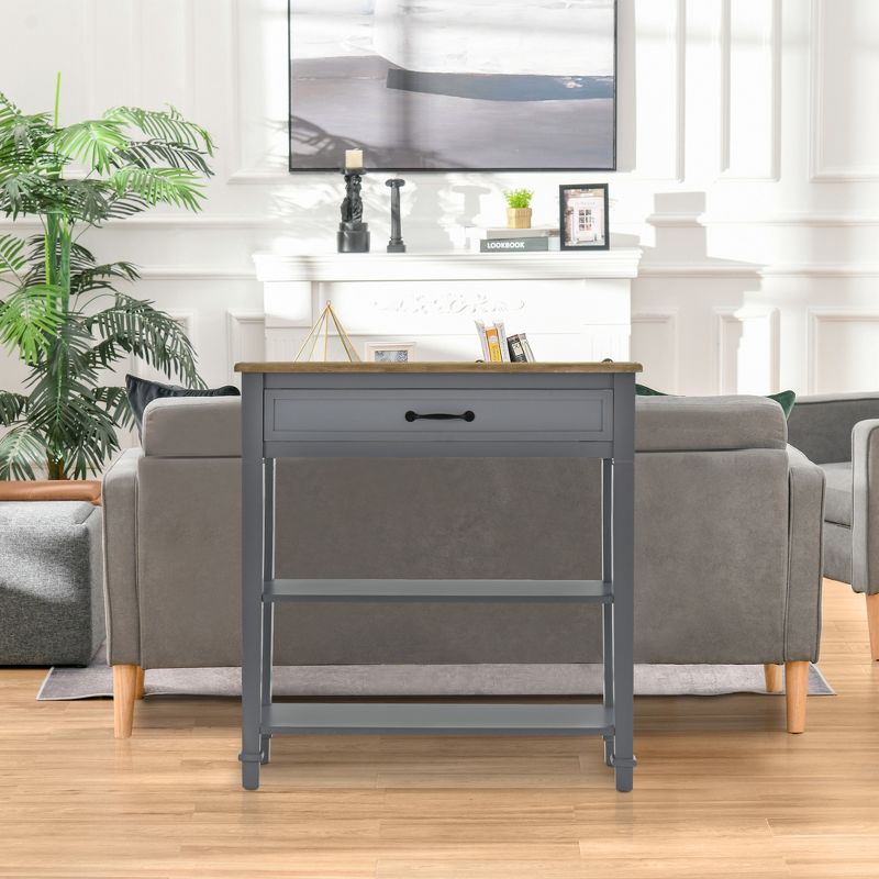 HOMCOM Modern Style Sofa Console Entry Hallway Table with Drawer and Shelves, Sturdy Build, and Large Storage, 3 of 9