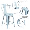 Emma and Oliver Commercial Grade 4 Pack 24" High Distressed Metal Indoor-Outdoor Counter Height Stool with Back - 4 of 4