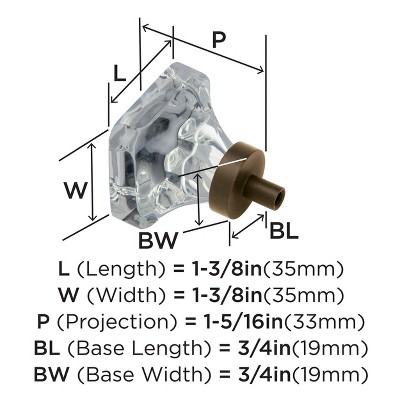 Glacio Clear and Oil-Rubbed Bronze Square Cabinet Knob