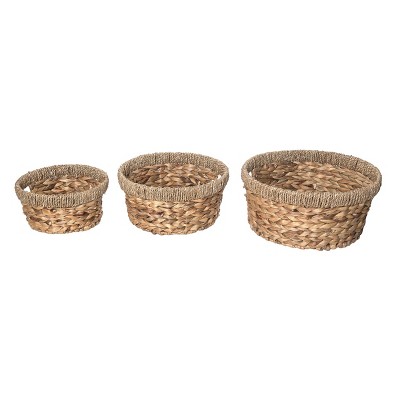 VIP Grass 13.5 in. Brown Woven Storage Baskets Set of 3