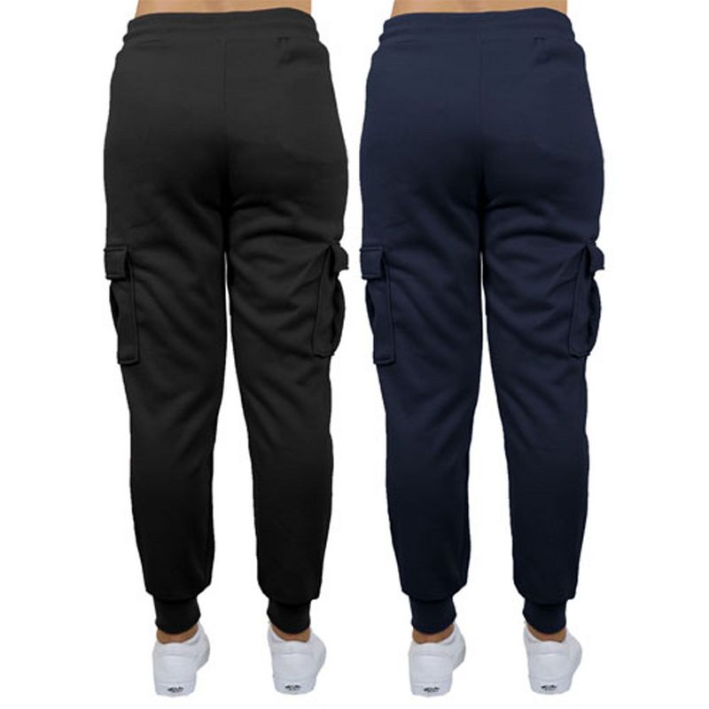 Blue Ice Apparel Women's Heavyweight Loose Fit Fleece-Lined Cargo Jogger Pants-2 Pack, 2 of 5