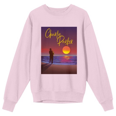 Charlie Parker Purple Sunset Art Crew Neck Long Sleeve Cradle Pink Adult Sweatshirt Medium