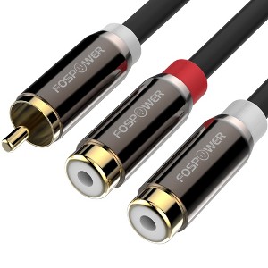 FosPower 1 RCA Male to 2 RCA Female Audio Cable, [24K Gold-Plated] Y Splitter RCA Adapter, 1 Male to 2 Female Stereo Audio Cable - 8 inch - 1 of 4
