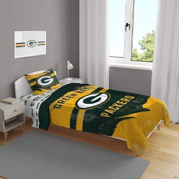 NFL Bay Packers Slanted Stripe Twin Bed in a Bag Set - 4pc