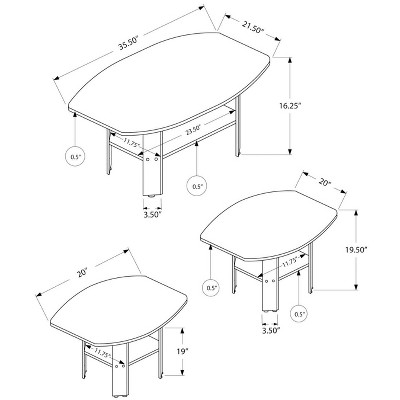 Brown Oak Transitional 3-Piece Coffee and End Table Set