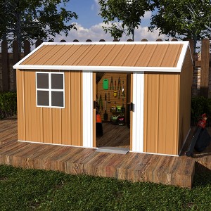 ORRD 12x8 FT Heavy-Duty Metal Storage Shed with Windows, Lockable Door & Vents, Weatherproof Outdoor Shed - 1 of 4