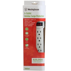 Westinghouse 28046 6 Grounded Outlet Holiday Surge Protector Indoor 2.5 Foot Cord White - 1 of 4