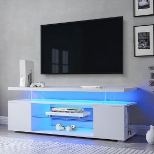 Sapphtopaz Modern TV Stand for TVs with 2-Tier Shelf Entertainment Center with Large Side Cabinet TV Stands for Living Room - 1 of 4