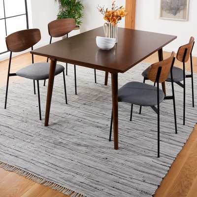 Handwoven Striped Gray Cotton Square Area Rug - 8' x 8'