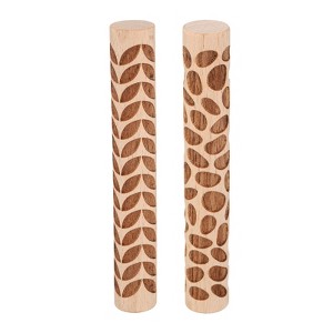 Unique Bargains Wood Clay Grain Texture Carved Fine Baking DIY Rolling Pins 2 Pcs - 1 of 4