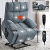 Oversized Chenille Power Lift Recliner Chair with Heat & Massage, Dual Motor Infinite Position, 8-Point Vibration, Lumbar Heating, Cup Holders - 3 of 4